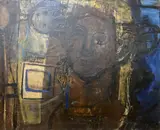 Head study, inscribed verso, 60 x 74cm by Myrta Fisher, oil on board, sold Oct 2021