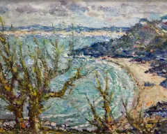Porthminster Beach by Frank Budgen, oil on board, sold Oct 2021