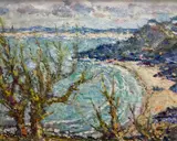 Porthminster Beach by Frank Budgen, oil on board, sold Oct 2021
