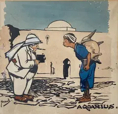 Aquarius by John Hassall, ink and watercolour, sold Oct 2021