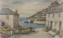 Mousehole by Thomas Herbert Victor, watercolour, sold Oct 2021