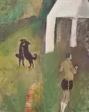 Morning Exercise by Tessa Newcomb, oil on board, sold Oct 2021