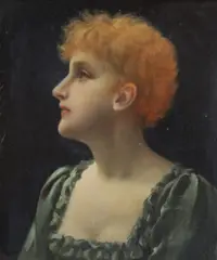 Portrait of a red-haired womanOil on panelSigned and dated by Charles Frederick Lowcock, Oil on panel, sold Oct 2021
