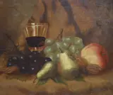 Still life of fruit and a glass of wine by W M Park, Oil on canvas, still life of fruit and a glass of wine, signed and dated, sold Oct 2021