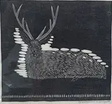 Stag by Samuel Jessurun de Mesquita, 1933, woodcut, sold Oct 2021