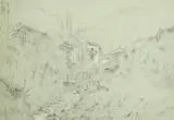 Anfo , near Lago d' Iseo, Italy by William Oliver Snr, pencil, offered Feb 2023