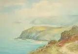 Views of Polpero, Newquay and Tintagel, watercolours, all signed in inscribed, all around 12.25" x 17.25 by Lewis Mortimer, watercolor, sold Feb 2023