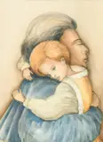 British, a mother and child in embrace by James Arthur Morris, watercolour, offered Feb 2023