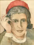 British, a head study of a female figure by James Arthur Morris, watercolour and gouache, offered Feb 2023