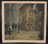 Austria, a Vienna street scene, coloured etching by Luigi Kasimir, etching, sold Feb 2023