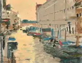 Rio Dei Monticanti, Venice 2006 by Ken Howard, oil on board, offered Jan 2023