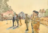 Soltau by Ken Howard, watercolour, offered Jan 2023