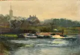 East wind on the river Dee by Francis Dickson, oil on panel, sold Jan 2023