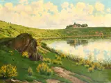 Blick auf das Weinfelder Maar by Paul Pützhofen-Hambüchen, oil on canvas, sold Jan 2023