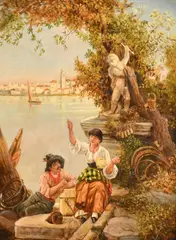 Idle Moments by Henry Woods, oil on canvas, sold Jan 2023