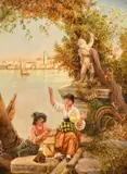 Idle Moments by Henry Woods, oil on canvas, sold Jan 2023