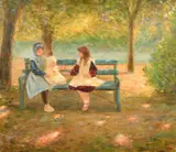 Untitled by Marie Lefevre, oil on canvas, sold Jan 2023