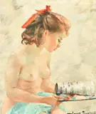 Polish, A young female nude seated holding a magazine by Igor Talwiński, oil on canvas, sold Jan 2023