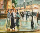 Italian, A scene of female figures conversing on a busy street corner by Giuseppe De Sanctis, oil on panel, sold Jan 2023