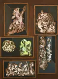 Dutch, A tryptic of abstract forms, oils on board, all signed verso, two are 47.5" x 36 by Robert Floris van Eyck, oil, offered Jan 2023