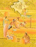 Indonesian, A Balinese scene of figures harvesting, tempera on canvas laid down by Imd Teblin, oil, offered Jan 2023
