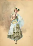 British, a costume study for a Spanish lady by William John Charles Pitcher, 1901, watercolour, sold Jan 2023
