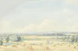 The Harvest near Ripon by Terrance H. Lambert, watercolour, offered Jan 2023