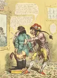 French Taylor, Fitting John Bull with a Jean de Bry by James Gillray, etching, sold Jan 2023