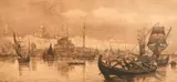 A view of the Golden Horn, Constantinople by Tristram Ellis, etching, sold Jan 2023