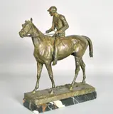 British, A patinated bronze figure of the jockey Fred Archer on Ormonde by Adrian Jones, bronze, sold Jan 2023