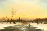 German, skaters on a frozen waterway at dusk by Heinrich Gogarten, 1880, oil on canvas, sold Dec 2022