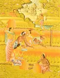 Indonesian, A Balinese scene of figures harvesting, tempera on canvas laid down by Imd Teblin, oil, offered Dec 2022