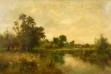 Wargrave Church by the Thames by Henry John Kinnaird, oil on canvas, sold Nov 2022