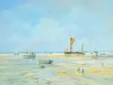 On the banks of the Orwell, Suffolk by Hagop Kasparian, oil on canvas, sold Nov 2022