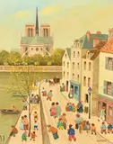 Notre Dame by Jean Axatard, oil on canvas, sold Nov 2022