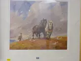 Print - farmer ploughing with shire horse team by Lucy Kemp Welsh limited edition, print, sold Jan 2019