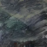 Mining Village Wales by Jack Crabtree, mixed media, sold Dec 2018