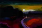 Winter Evening by Glenys Cour, oil on paper, sold Dec 2018