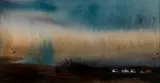 Cottages & Raincloud by John Cleal, watercolour, sold Dec 2018
