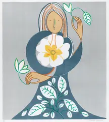 Entitled 'Hieratic Floral by Frances Richards, lithograph, sold Dec 2018