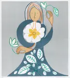 Entitled 'Hieratic Floral by Frances Richards, lithograph, sold Dec 2018
