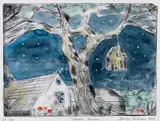 Hand coloured dry-point etching limited edition by Emrys Williams, 2011, etching, sold Dec 2018