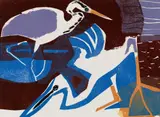 Little Egret & Heron by Kim Atkinson, 2015, print, sold Dec 2018