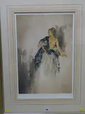 Print - young girl in loose clothing by William Russell Flint limited edition, print, sold Dec 2018