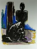 Coloured lithograph by Curwen Chilford Press - entitled 'Two by Josef Herman limited edition, lithograph, sold Oct 2018