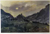 Coloured print - upland farmhouse & dry stone walls by Kyffin Williams Ra limited edition, print, sold Oct 2018