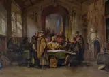 s oil painting 'Conference at a Monastery by George Cattermole, watercolour, offered Jul 2018