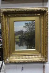 View of a Country House from the lake, oil on canvas, by Initialled T.c.f., 1877, oil on canvas, sold Oct 2017