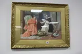 'Interested', a priest reading a letter to a smiling cardinal, in by Achille Buzzi, watercolour, sold Oct 2017