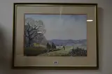 Horse drawn ploughing team at work, watercolour, signed by Ken Robinson, watercolour, sold Oct 2017